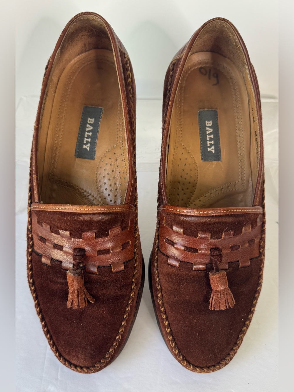 Bally Marcello Men's Loafers Size 9 Brown Suede Leather Tassel Made Italy